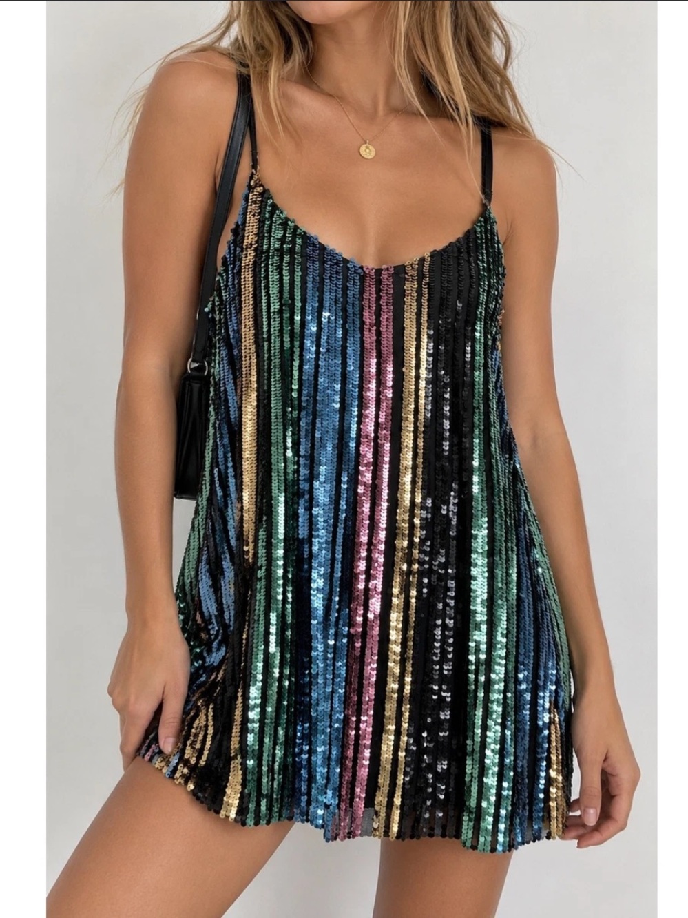 Show Me Your Mumu Rainbow Metallic Sequin Party Dress Small / XS